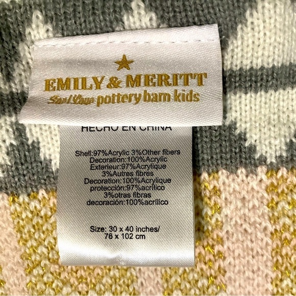 Pottery Barn KIDS Emily Meritt Pom Pom Knit Baby Blanket 30"X40" Multicolor - Picture 2 of 4